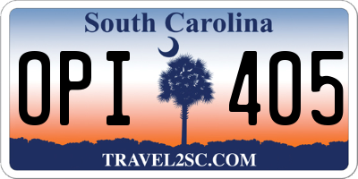SC license plate OPI405