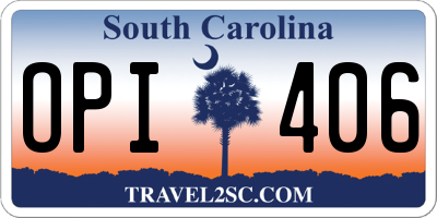 SC license plate OPI406