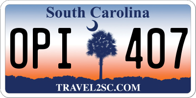 SC license plate OPI407