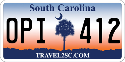 SC license plate OPI412