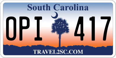 SC license plate OPI417