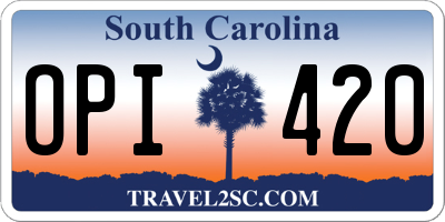 SC license plate OPI420