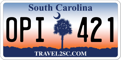 SC license plate OPI421