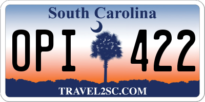 SC license plate OPI422