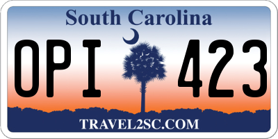 SC license plate OPI423