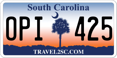 SC license plate OPI425