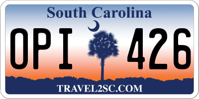 SC license plate OPI426