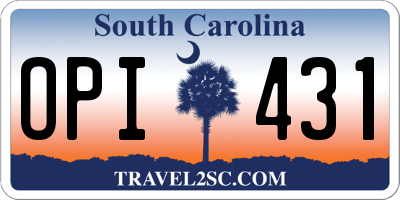 SC license plate OPI431