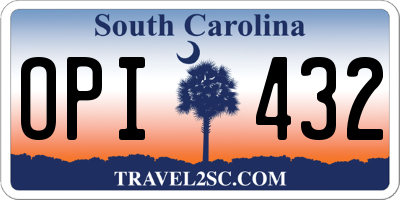 SC license plate OPI432