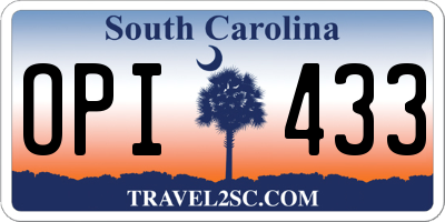 SC license plate OPI433