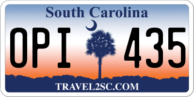 SC license plate OPI435