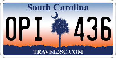 SC license plate OPI436