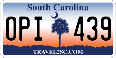 SC license plate OPI439