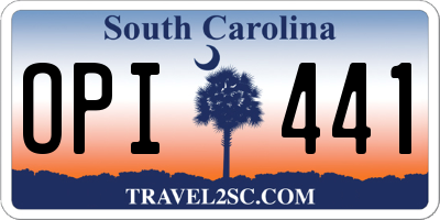 SC license plate OPI441