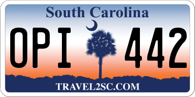 SC license plate OPI442