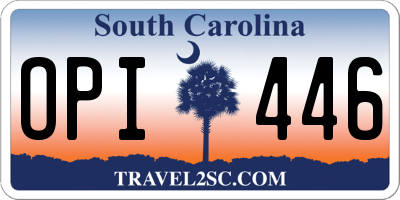 SC license plate OPI446