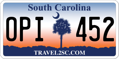 SC license plate OPI452