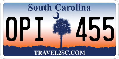 SC license plate OPI455
