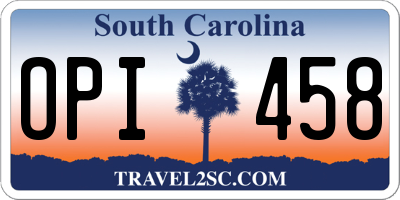 SC license plate OPI458
