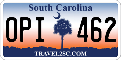 SC license plate OPI462