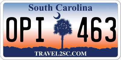 SC license plate OPI463