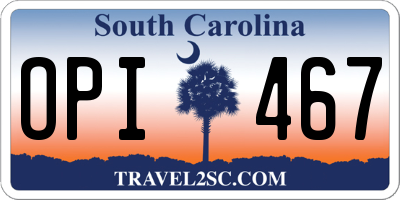 SC license plate OPI467