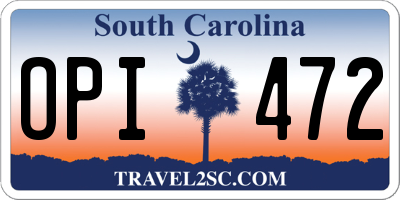 SC license plate OPI472