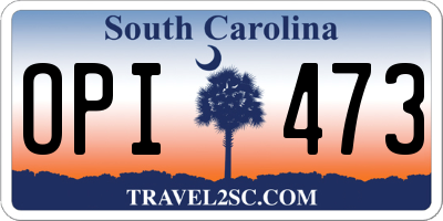 SC license plate OPI473