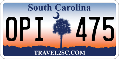 SC license plate OPI475