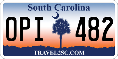 SC license plate OPI482
