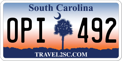 SC license plate OPI492