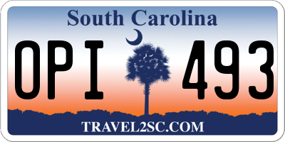 SC license plate OPI493