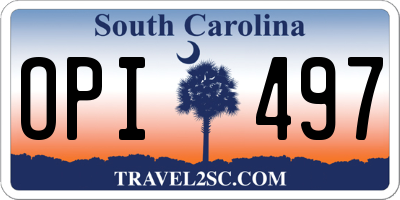 SC license plate OPI497
