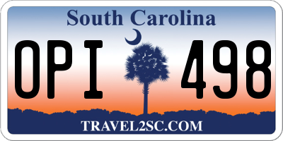 SC license plate OPI498