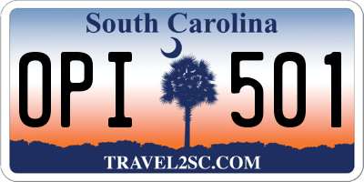 SC license plate OPI501