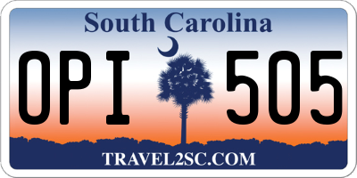 SC license plate OPI505