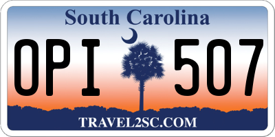 SC license plate OPI507