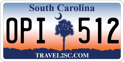 SC license plate OPI512