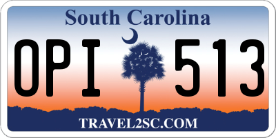 SC license plate OPI513