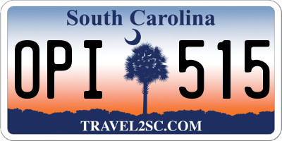 SC license plate OPI515