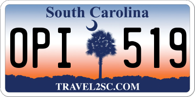 SC license plate OPI519