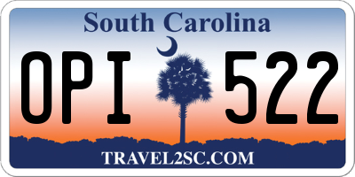 SC license plate OPI522