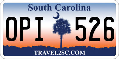 SC license plate OPI526