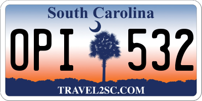 SC license plate OPI532