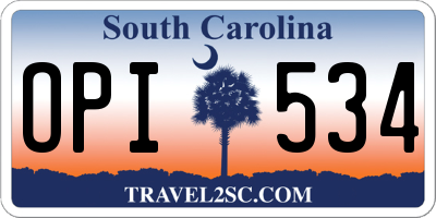 SC license plate OPI534