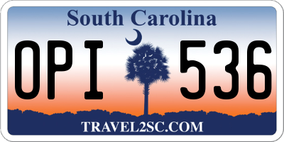 SC license plate OPI536
