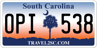 SC license plate OPI538
