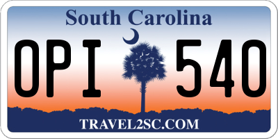 SC license plate OPI540