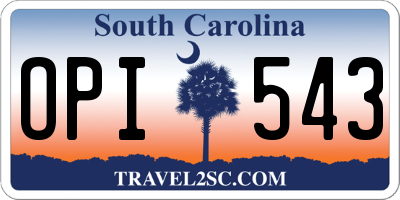 SC license plate OPI543