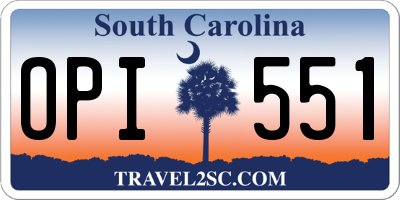 SC license plate OPI551
